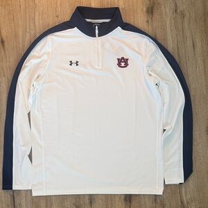 Under Armour White and Navy Auburn Quarter-Zip
